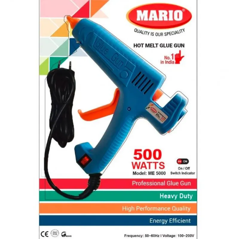 MARIO 500 Watt ME-5000 Ultra High Performance Hot Melt Glue Gun with Nozzle Protection for Heavy Usage