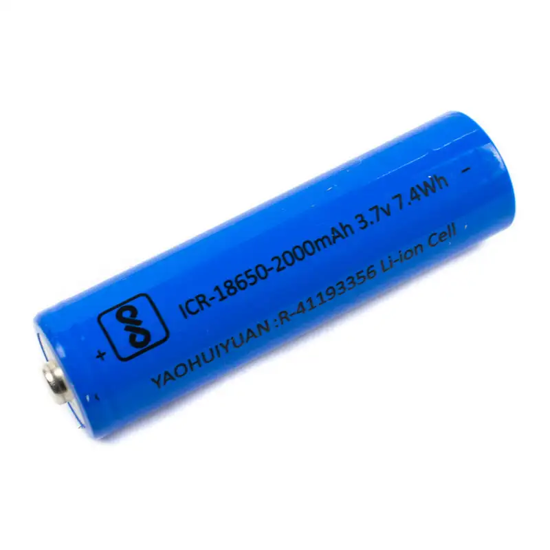 3.7V 2000mAh Lithium-Ion Battery ICR18650 with Tip Top