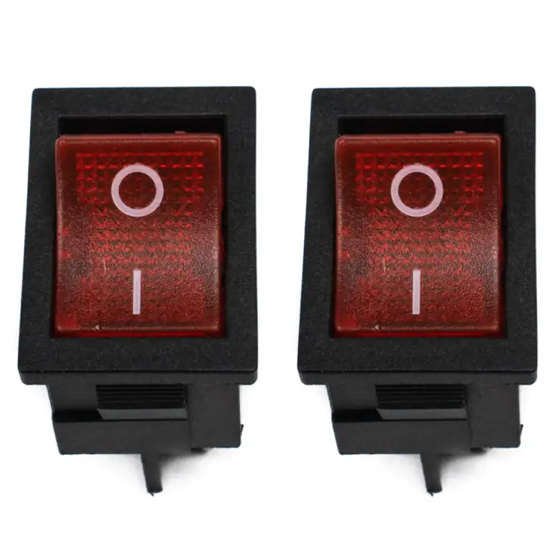 KCD1 6A 250V DPST ON-OFF Rocker Switch with Red Light with Copper Contacts