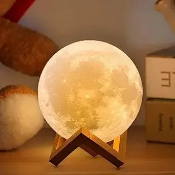 3D 7 Color Changeable Moon Night Lamp with Stand