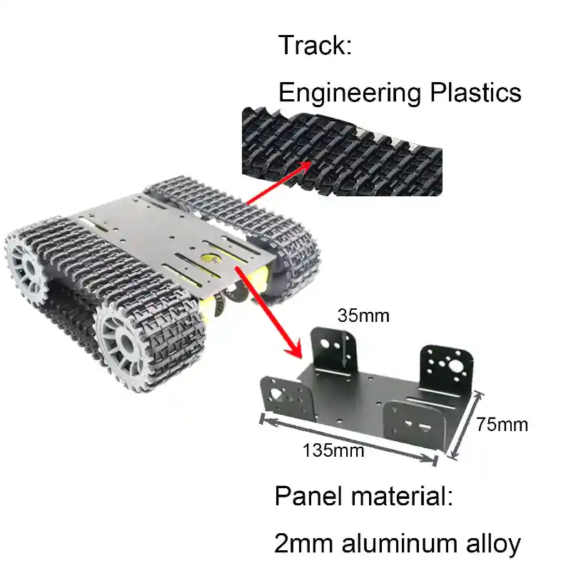 4WD Tracked Robot Tank Intelligent Car Chassis  Obstacle Avoidance Remote Control  DIY (Black)