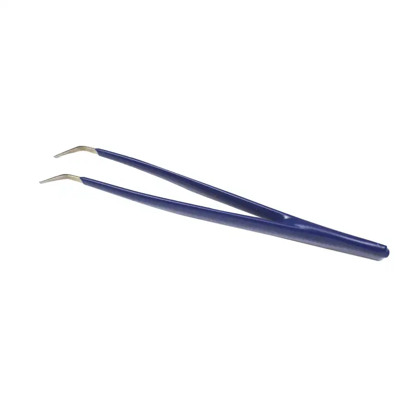 Curved Stainless Steel Tweezer Blue