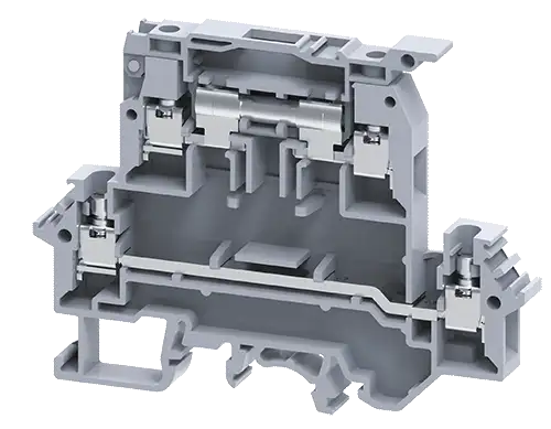 Connectwell DDFL4UE440V 4 sq. mm 2 Level 5X20mm 6.3A Terminal Block FUSE 440V