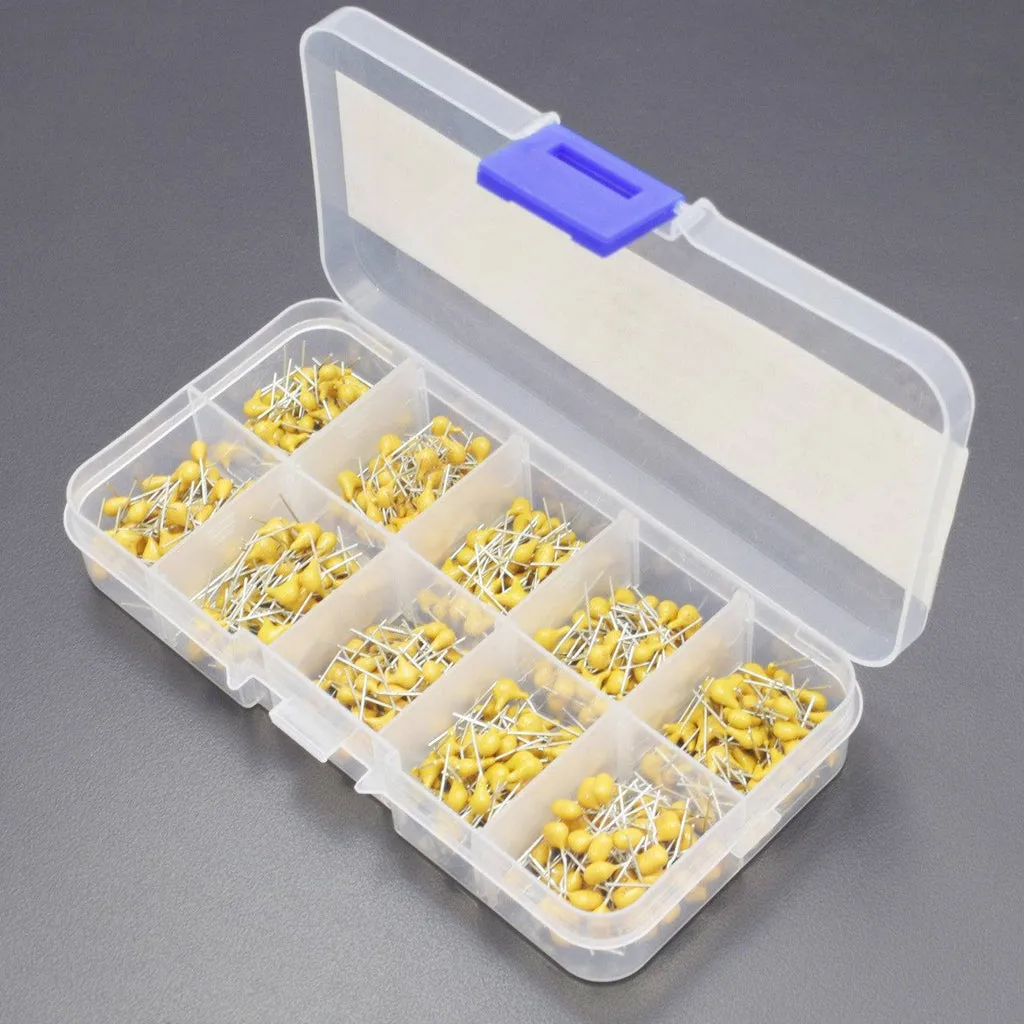 500PCS 10Values 0.1uF~10uF Multilayer Monolithic Ceramic Capacitor Assorted kit with Plastic Box