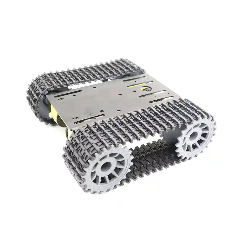 4WD Tracked Robot Tank Intelligent Car Chassis  Obstacle Avoidance Remote Control  DIY (Silver)