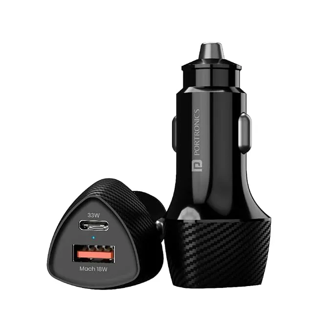 Portronics 51W Car Power 6 Fast Car Charger with Dual Output