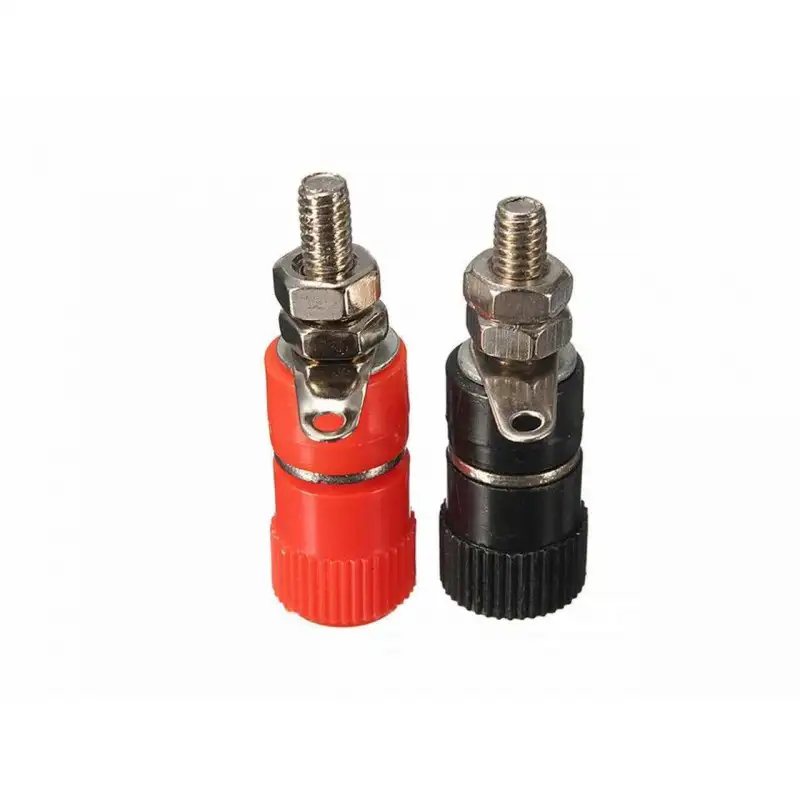 4mm Banana Socket Binding Post Nut Banana Plug Jack Connector - Black Red pair