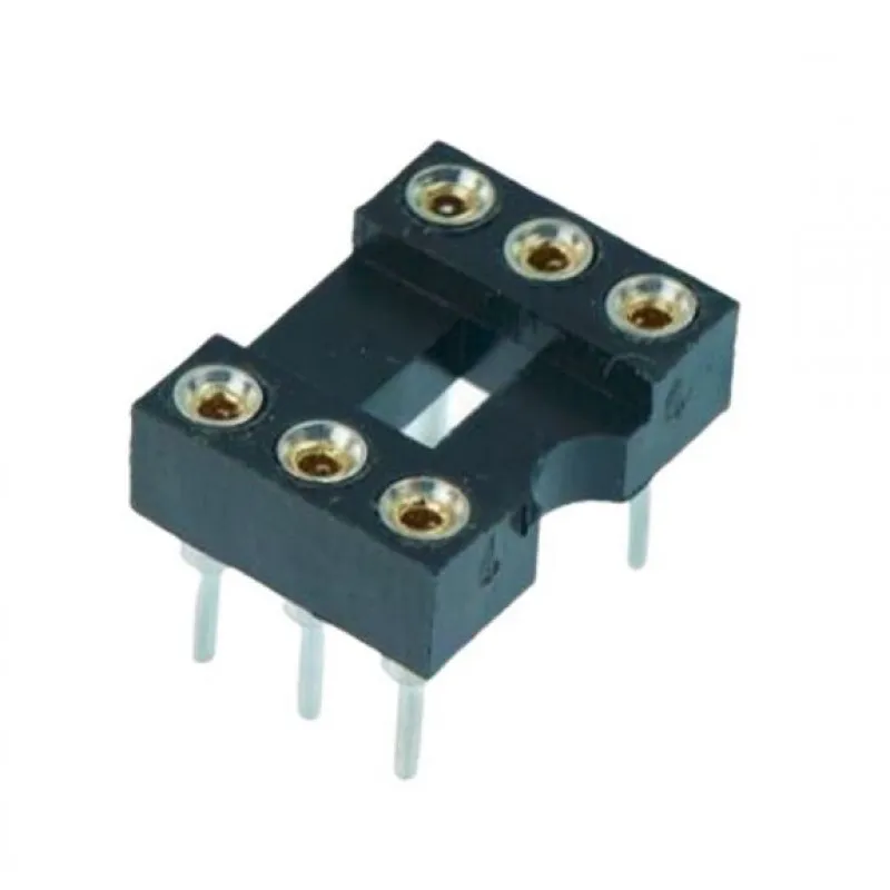 6 Pin Machined IC Base/Socket (Round Holes)