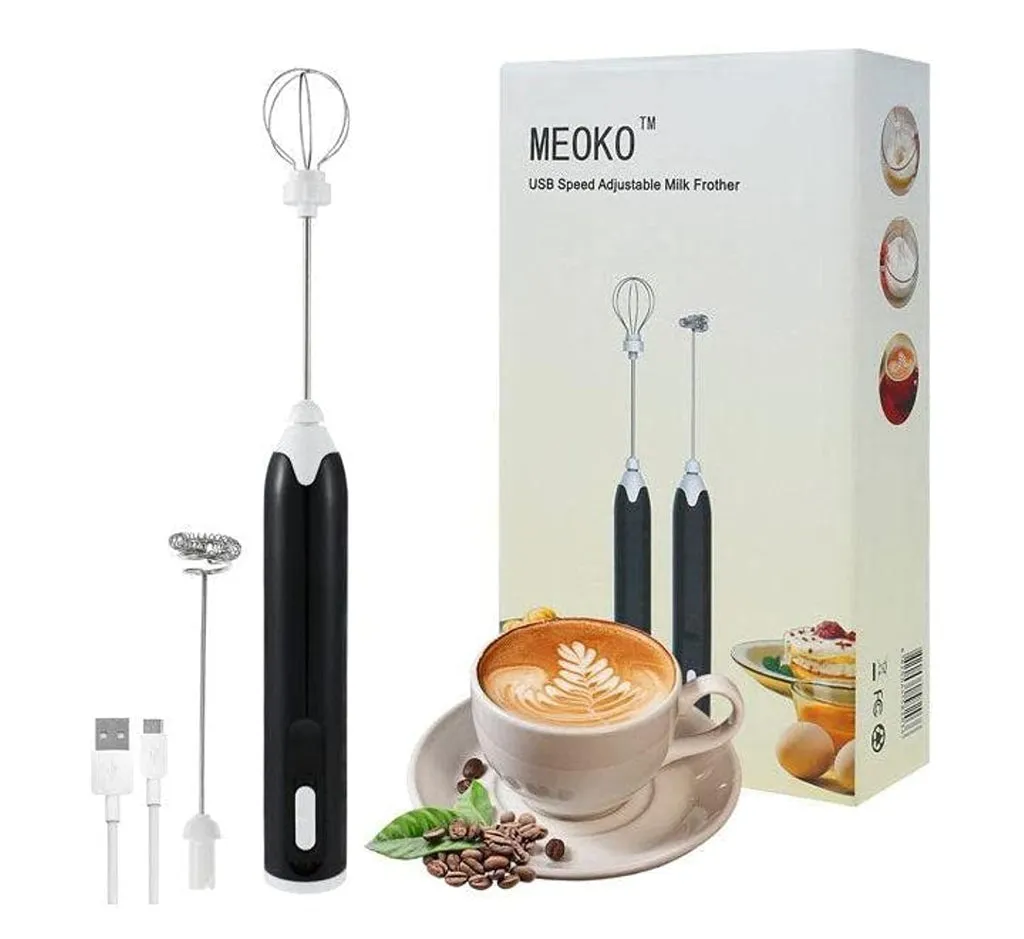 MEOKO Milk Coffee Frother, USB Electric Whisk Egg Beater Handheld Drink Frappe Mixer