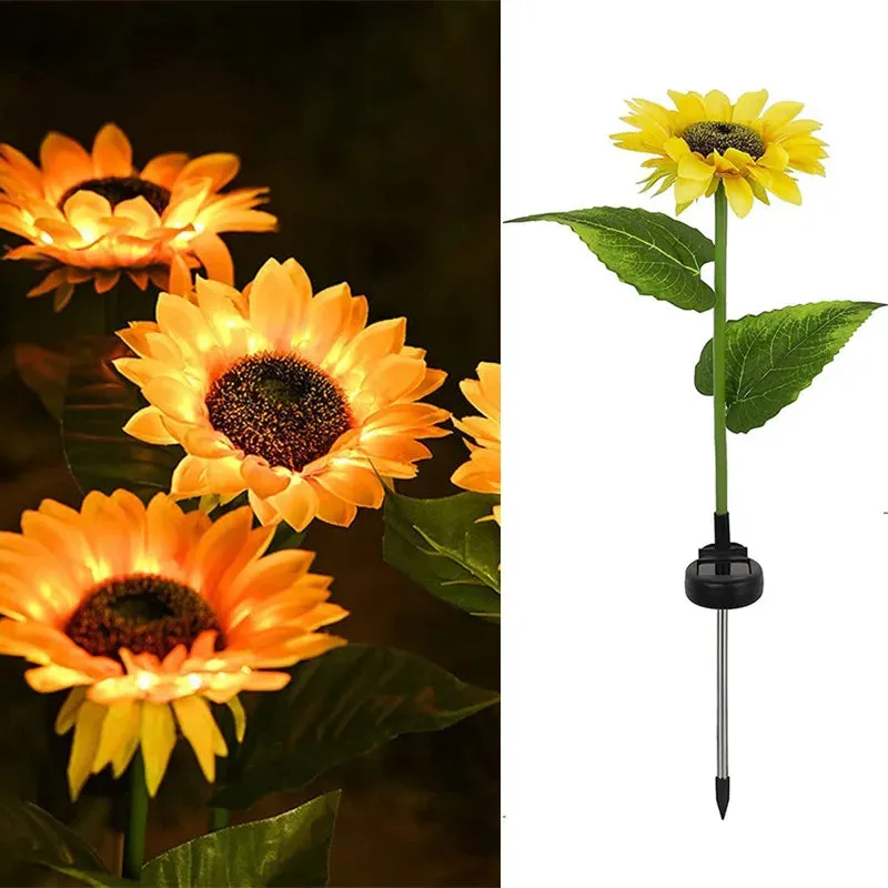 Sunflower Solar Yellow Flower Lights Outdoor Decorative Waterproof-Pack of 2