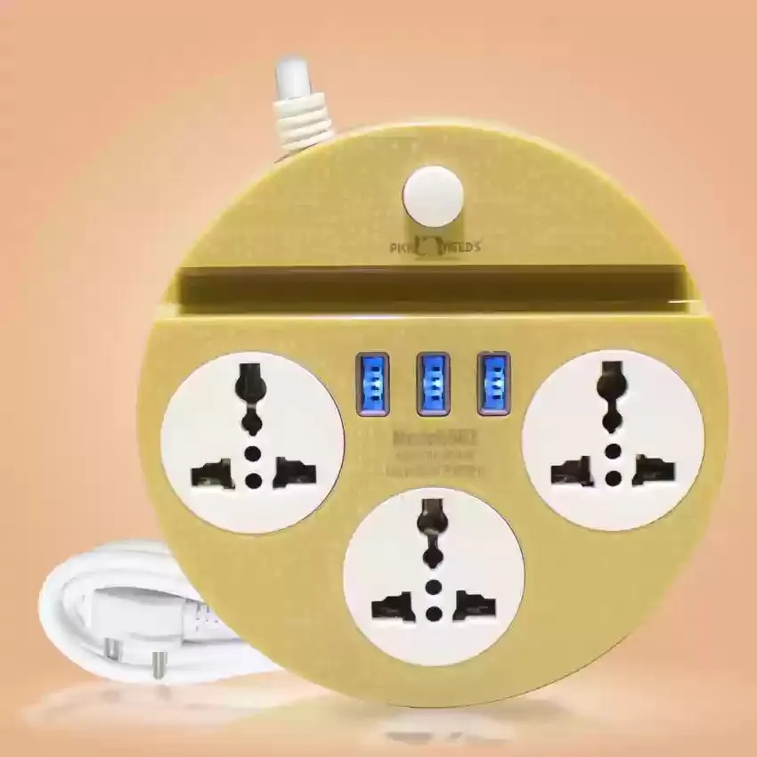 Extension Cord with 3 USB Ports and 3 Socket-10 Amp Heavy Duty for Multiple Use 3 Socket Extension Boards