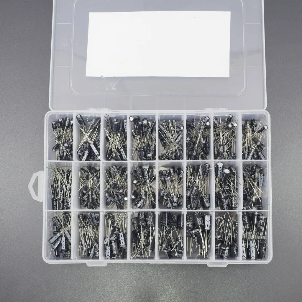 24 Value  Electrolytic Capacitor Assortment Box Kit Range 0.1uF－1000uF Capacitor kit