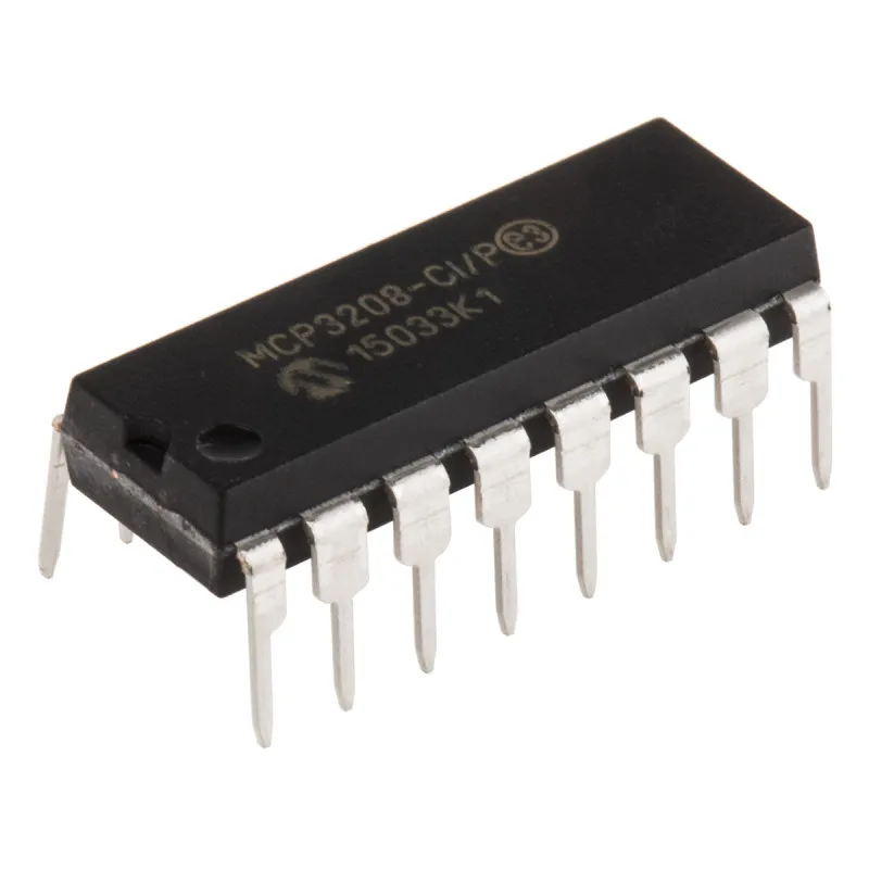 MCP3208 12-Bit 8-Channel A/D Converter (ADC) with SPI Interface IC DIP-16 Package