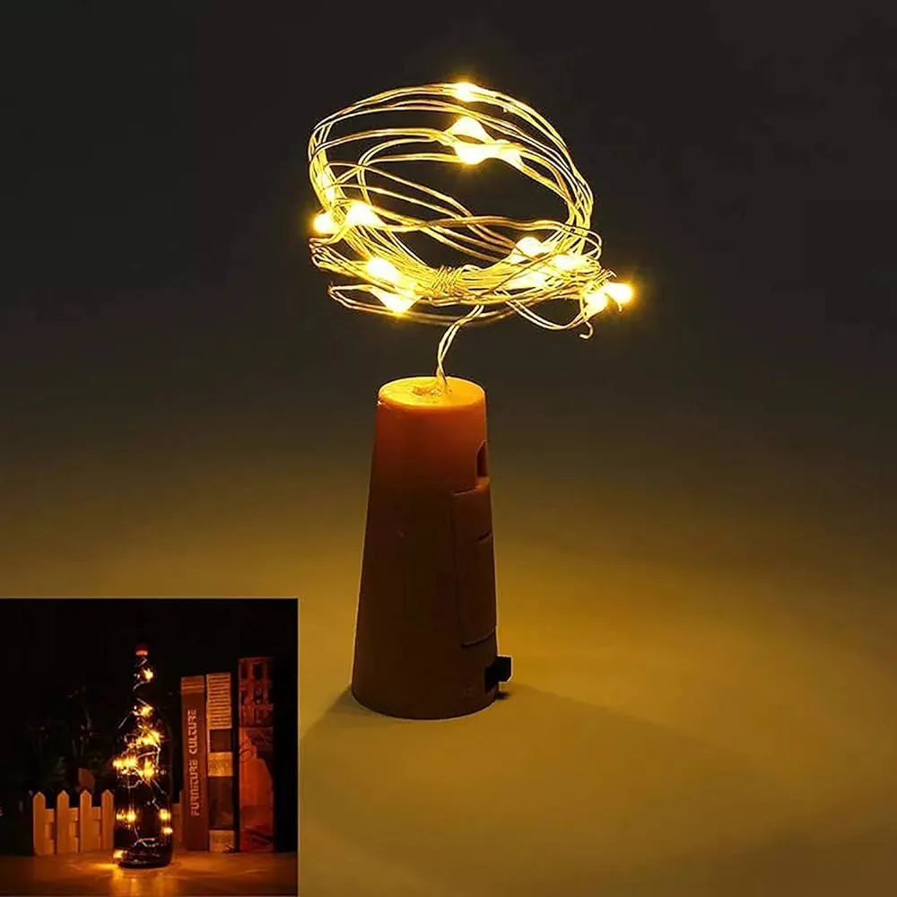 Warm White 20 LED Wine Bottle Cork Copper Wire String