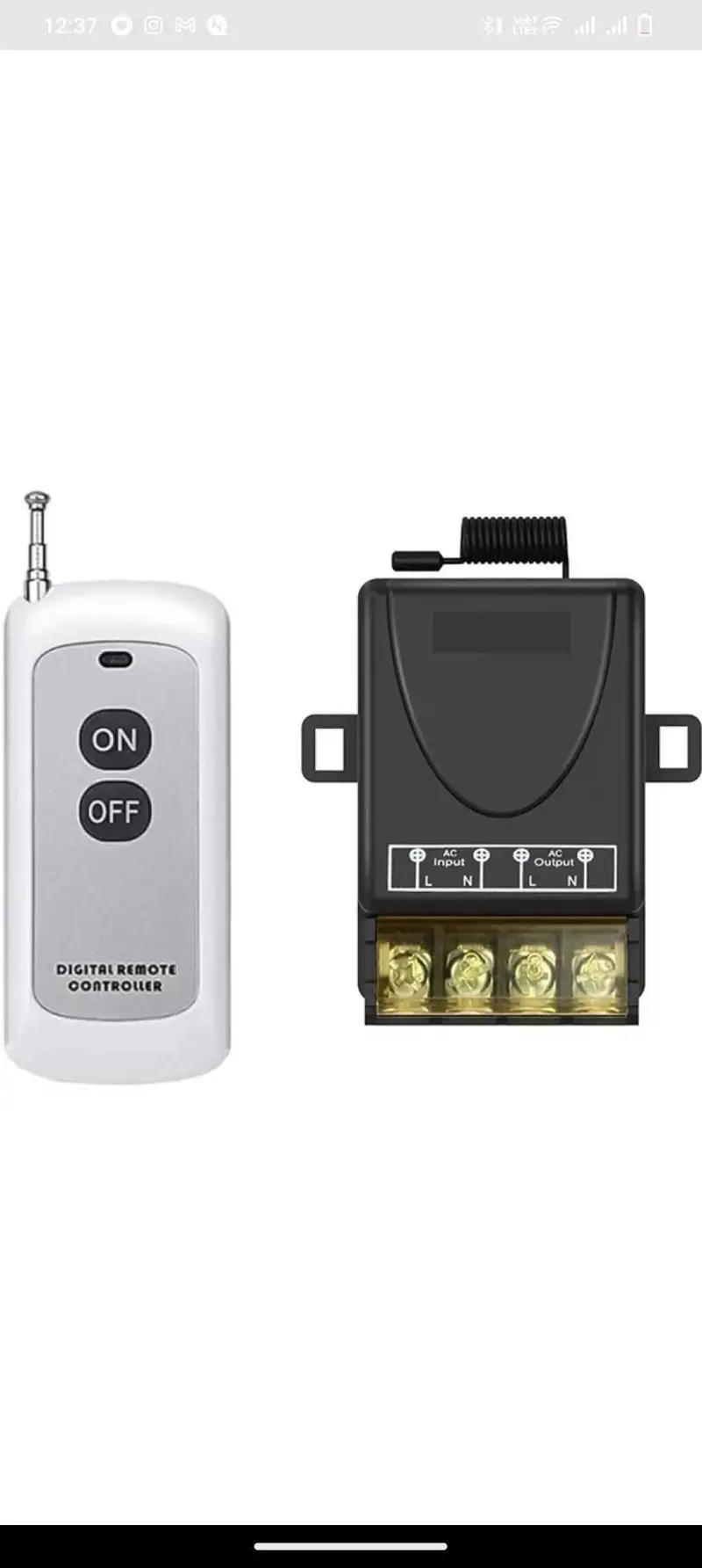 433 MHz Single Channel RF Transmitter Receiver Remote Control Switch for Heavy Loads up to 30A