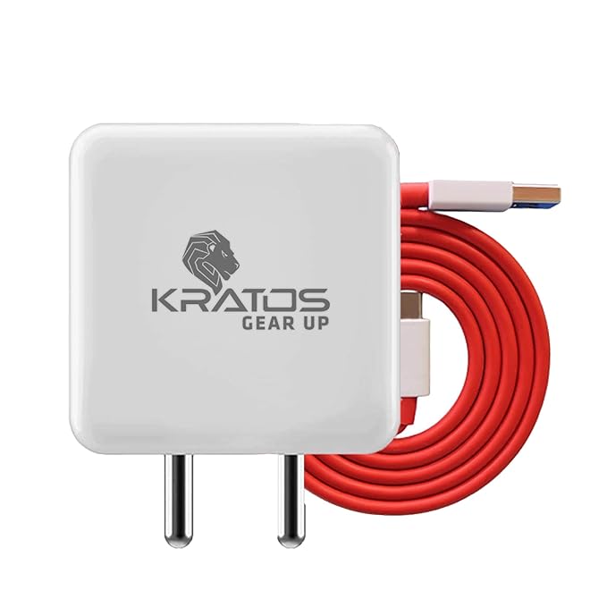 Kratos UPTO 65W Fast Charger with USB-A to Type C Cable Combo Compatible with OnePlus